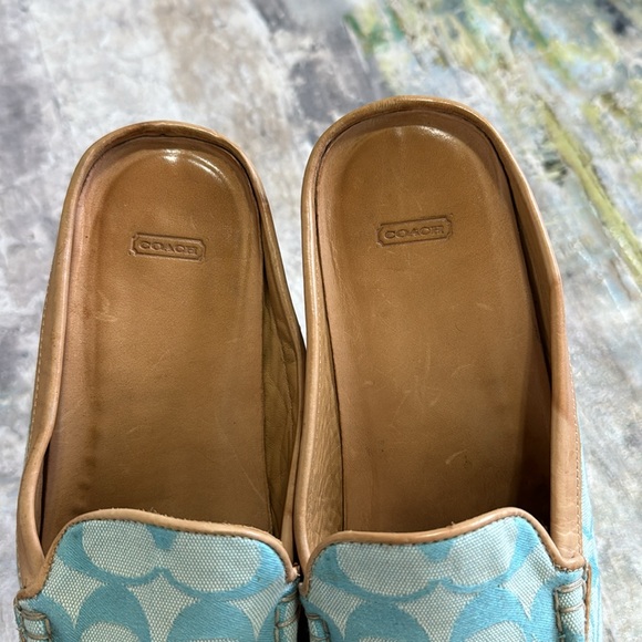 Vintage blue monogrammed Coach slide on shoes sz 8B - Picture 9 of 12